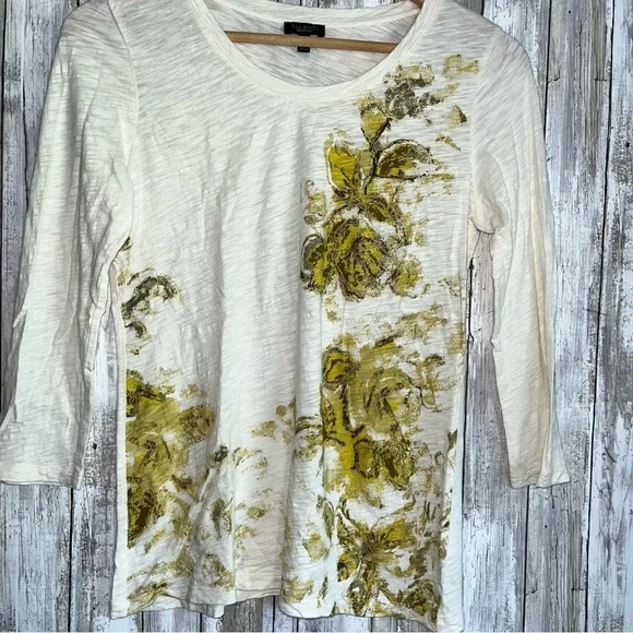 Talbots Cream Printed 3/4 Sleeve Blouse - Picture 2 of 5